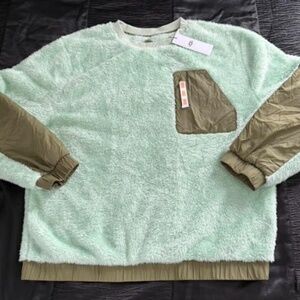 UGG RTW Niko Sherpa Crewneck Sweater Mint Green Size XL $128 New With Tags